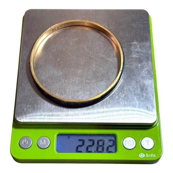 Vtg Cloisonne Turquoise Green Blue Floral Brass Enamel Infinity Symbol Bangle - Picture 6 of 8